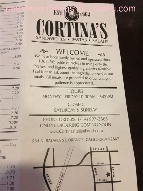 cortinas orange ca|cortina's orange ca menu.